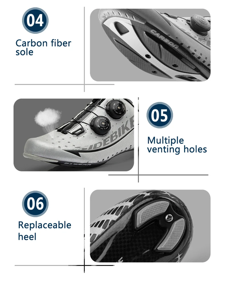 Sidebike 3M Reflectiv Carbon Ultralight Cycling Shoes self-Locking Racing Bike Shoes Road Bike Athletic Riding Shoes Ciclismo