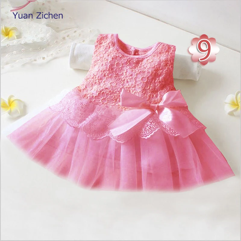 Newborn Baby Girl Dress Vestido Infantil White 11 Color Lace Baby Dress Wedding Party Gowns Girls Baptism 0-2 Year Little Girl