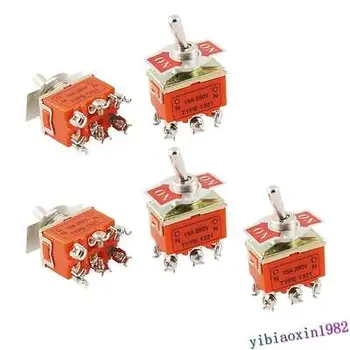 

10pcs 2 Pcs Orange AC 15A 250V 2 Position DPDT ON ON 6 Pin Toggle Switch