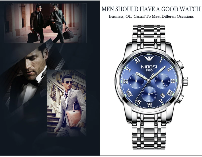 NIBOSI Relogio Masculino Mens Watch Silver and Gold Men's Watches Clock Man Full Steel Quartz Clock Man Stainless Steel Watch (3)