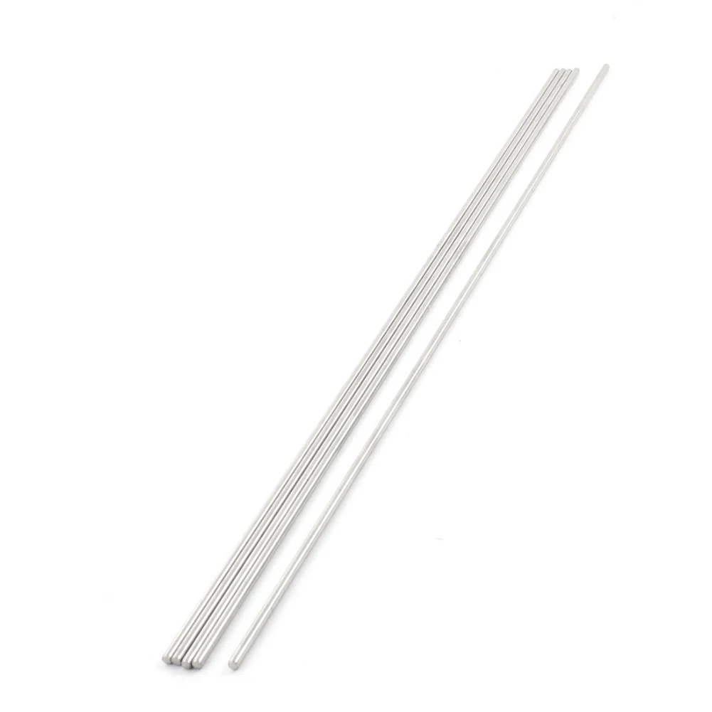 

350mm Long 3mm Dia Stainless Steel Round Bar Stick Rod Silver Tone x 5