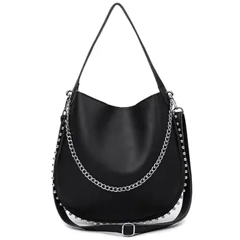 

PU Leather Shoulder Bag Women Crossbody Bag Casual Female Totes Rivets Large Capacity Travel Shopping Shoulder Handbag