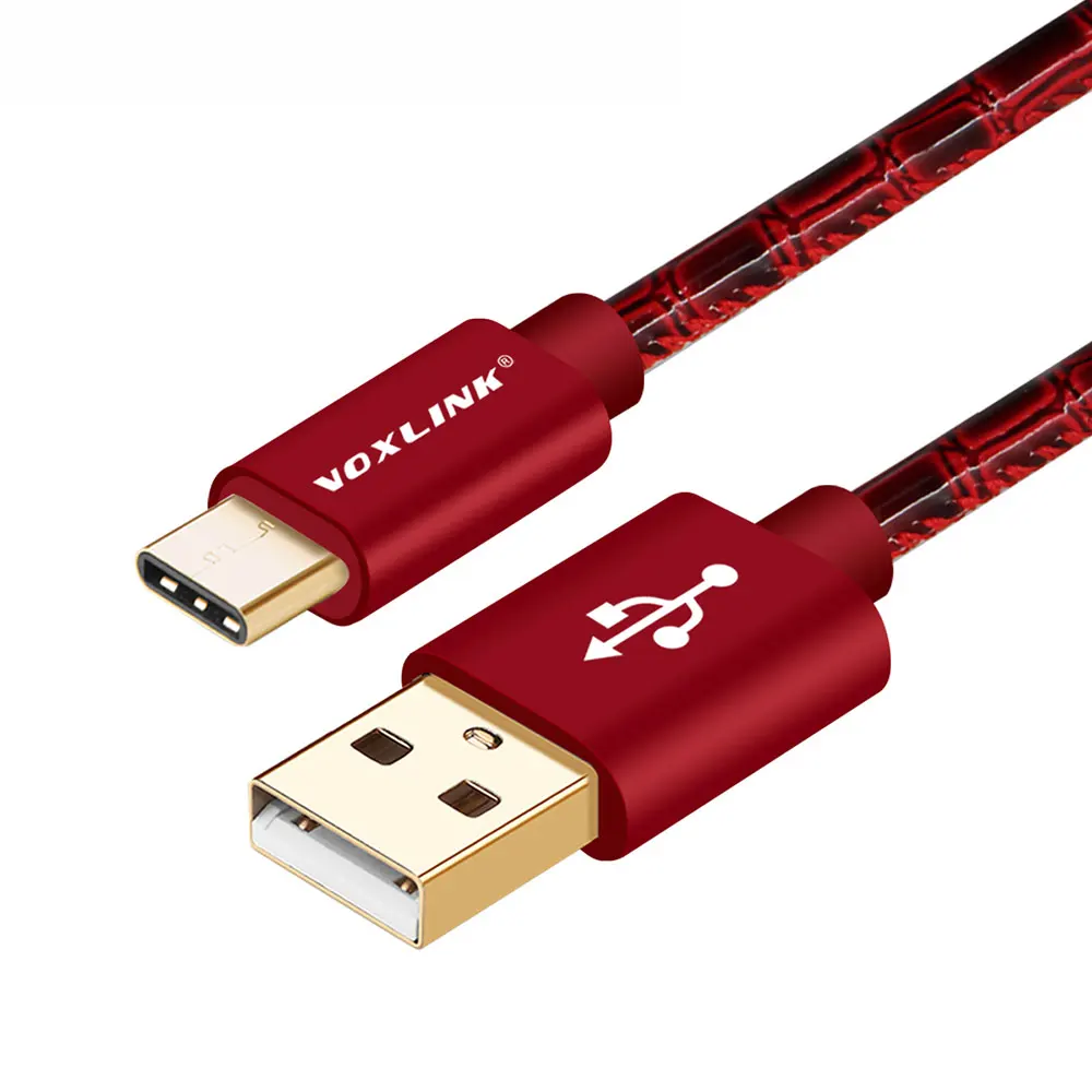 usb type-C кабель VOXLINK для быстрой зарядки и передачи данных USB C кабель type-C USB зарядное устройство кабель для Nexus 5X, 6 P, OnePlus 2 Xiaomi Letv - Цвет: red