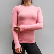 BINAND бесшовный дышащий Топ для йоги, Одноцветный, Высокоэластичный, тонкий, для тренировок, с длинным рукавом, для женщин, бодибилдинг, спорт, тренажерный зал, фитнес-рубашка