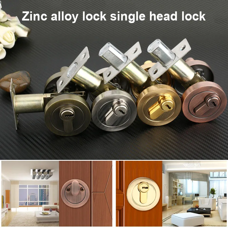 

Zinc Alloy Door Locks Single Head Lock Auxiliary Lock Home Indoor Door Locks ALI88