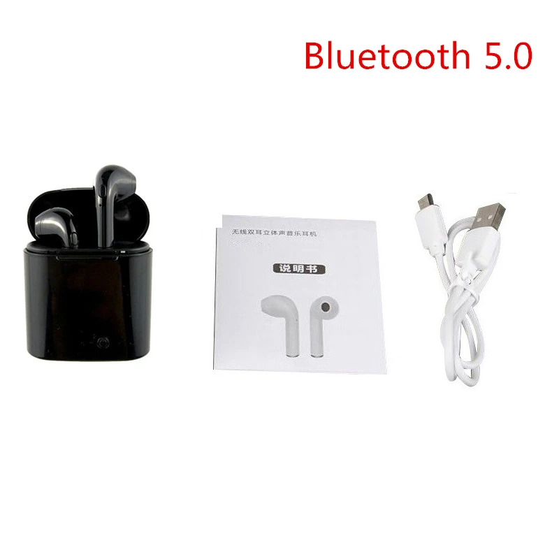 Модные беспроводные Bluetooth наушники i7s TWS наушники с микрофоном для iphone samsung Xiaomi 5 6 7 8 Redmi Note для huawei LG - Цвет: charge box black 5.0