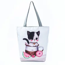 Креативная женская сумка-тоут на молнии с героями мультфильмов, женская сумка на одно плечо, органайзер, полиэстер, принт с животными