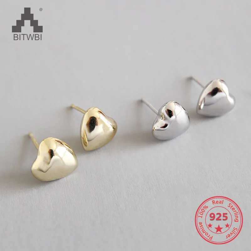 

Mini Love Heart Pure 925 Sterling Silver Anti-Allergic Piercing Earrings Fashion Jewelry Bijoux for Women Girls