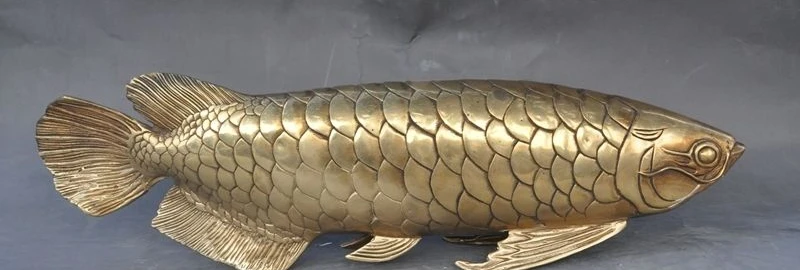 

17"Lucky China Brass Animal Rich Fish Ocean Barracuda Bonefish Mullet Art statue