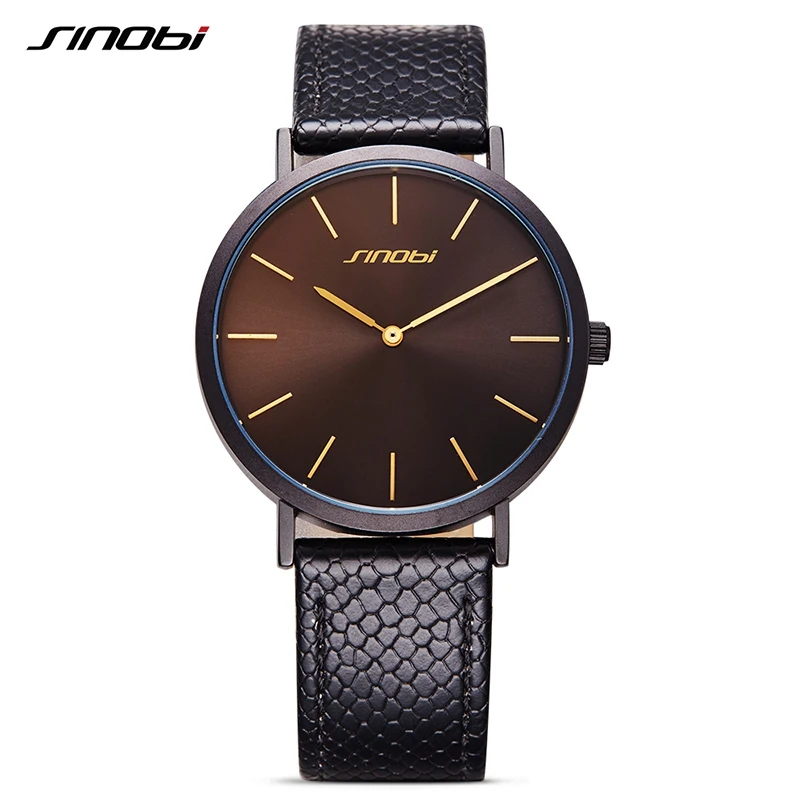 SINOBI Новые модные черные женские наручные часы кожаный ремешок для часов люксовый бренд простые женские Женева Кварцевые часы relogio feminino - Цвет: 11S9691L02