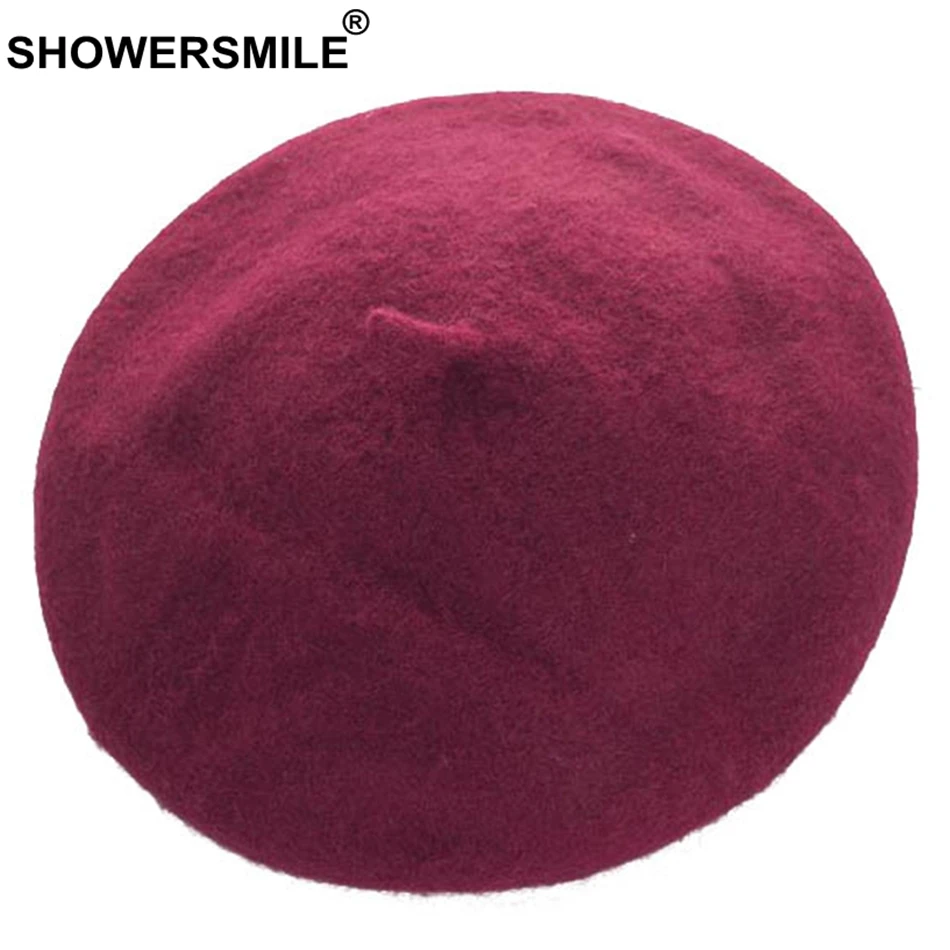 SHOWERSMILE колпачок из шерсти Для женщин бордовый Повседневное головной убор художника Женский милый британский стиль утконоса шляпа