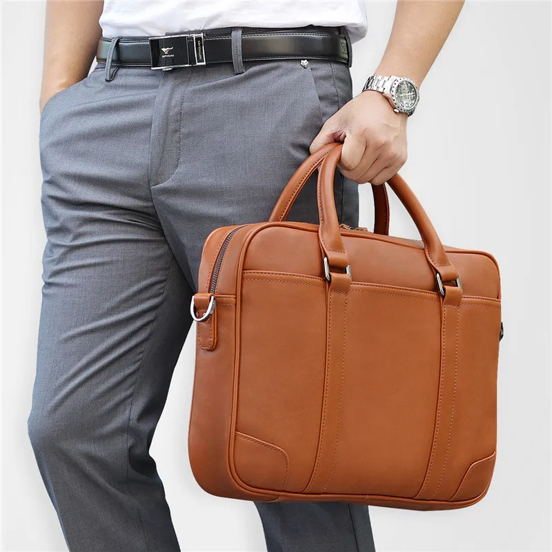 

Nesitu High Quality Vintage Brown Black Genuine Leather 14'' Laptop Office Men Briefcase Portfolio Business Messenger Bags M7349