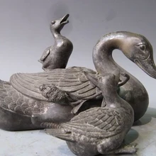 Коллекционные бронзовый S2328 Китайский эксклюзивный чистая бронза Медь мать три Утки Статуя