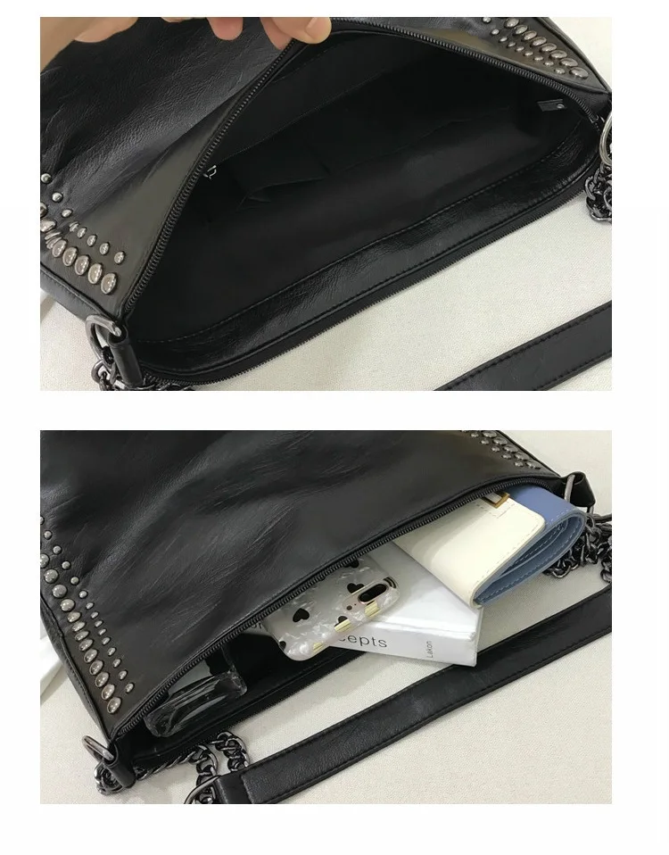 Women Shoulder bag Large Capacity Rivet chain design lady handbags black ladies hand bags big totes bolsas crossbody bags