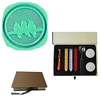 

MDLG Vintage Three Birds Singing Custom Picture Logo Wedding Invitation Wax Seal Sealing Stamp Sticks Spoon Gift Box Set Kit