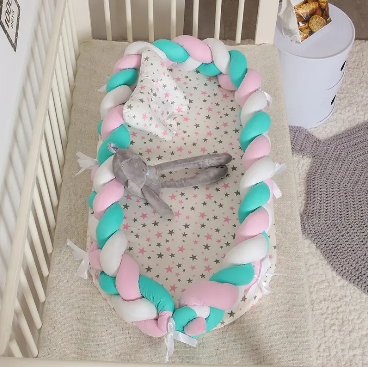 90X55 см гнездо кровать детская кроватка Портативный Bebe Cot кровать для Дети младенческой Детские хлопок Колыбель складная кроватка для младенца - Цвет: C8