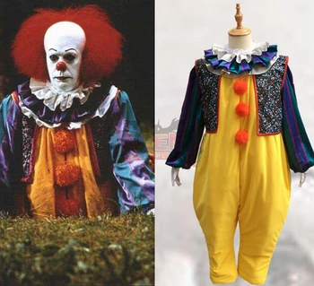 

Stephen King's It Pennywise Cosplay Costume Clown Joker Evil Horror Terror Hallowmas Halloween Coat Outwear yellow