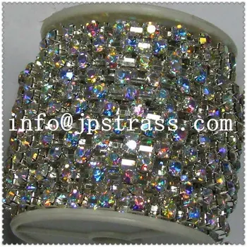 

2mm cup chain rhinestones silver metal base ab crystal 10 yards per roll ;rhinestone good chains for bracelet