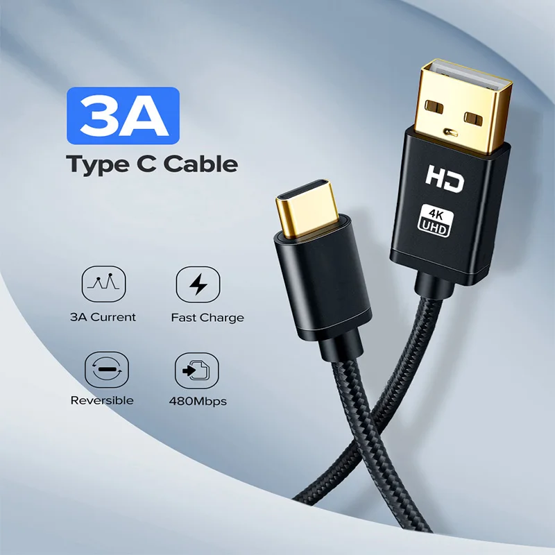 Tesiway USB Type C Mobile Phone Cable Fast Charging Type C Cable for USB Type-C03