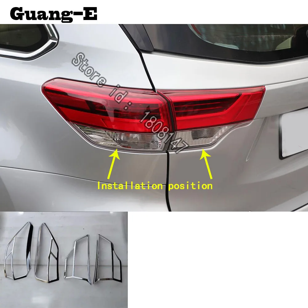 

For Toyota Highlander 2018 2019 car sticker body Rear tail back Light lamp detector frame ABS chrome cover trim parts 4pcs