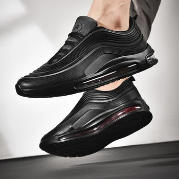

39-46 New Stylish Men Middle Heel Running Shoes Autumn Breathable Mesh Outdoor Sport Vibration Damping Sneakers Black Zapatillas