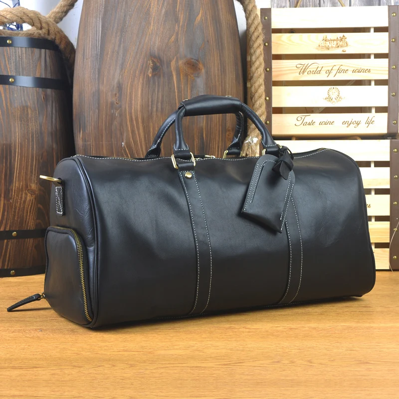 Genuine Leather men travel bag Carry on Luggage bags men Leather Travel ...