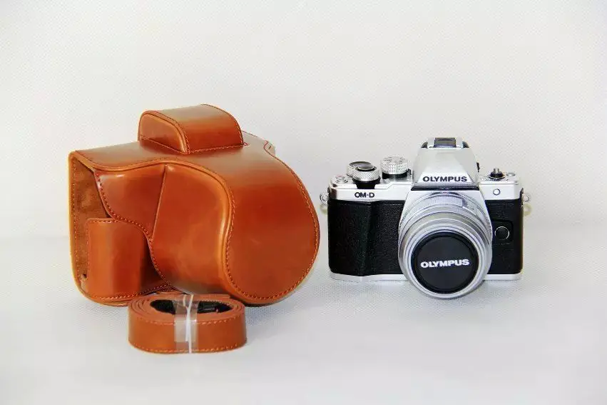 Из искусственной кожи Камера сумка для Olympus EM10 III EM10III 14-42 мм крышка объектива Вт Батарея открытым