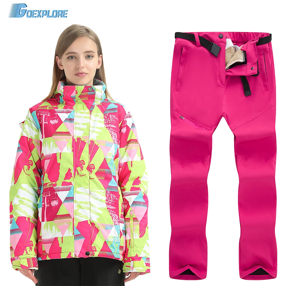 Goexplore ore лыжный костюм Брендовые женские зимние ветрозащитные водонепроницаемые горные лыжные куртки и брюки лыжные сноубордические наборы