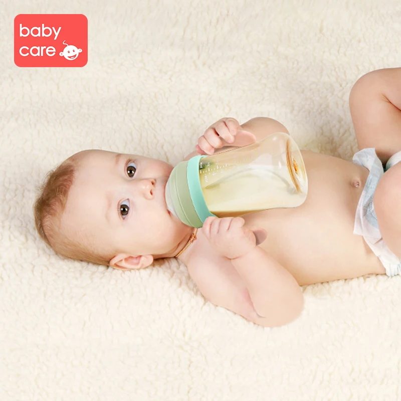 

babycare ppsu Newborn Wide-bore Feeding Bottle Straw Handle Milk Bottle Resistant Anti-flatulence Baby Feeding Bottle