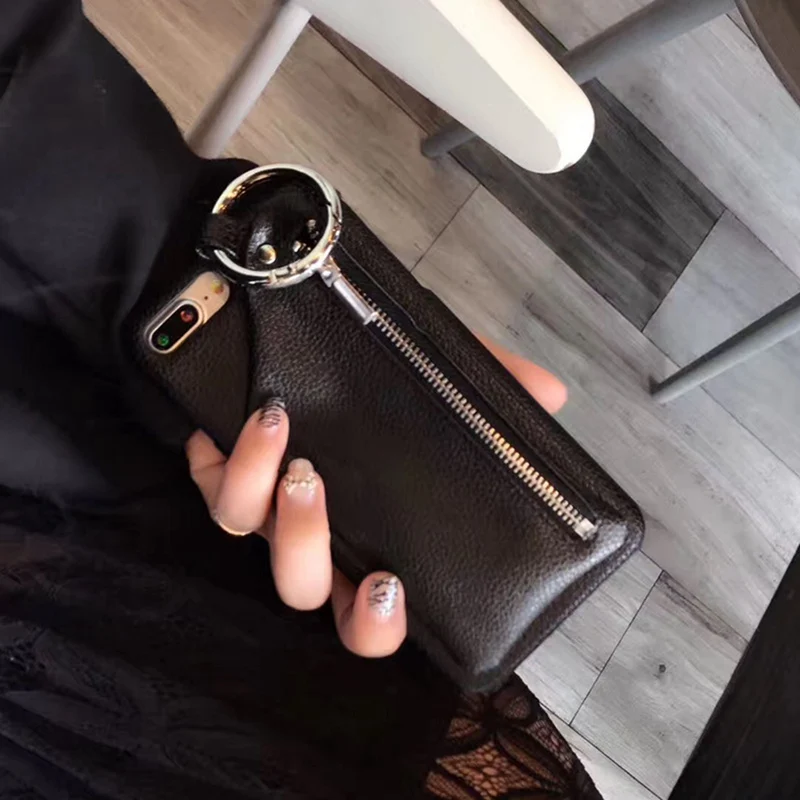 Pocket Coin Purse Phone case for iphone 11 Pro Max XS XR with Card 7 Zipper Leather Protective Cover Tide Shell Female |
