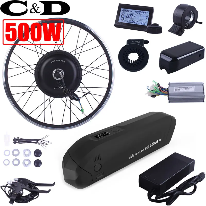 

MXUS Ebike Electric Bike Conversion Kit XF39 XF40 Direct Drive Motor Hailong 2 battery 500W 36V 13.6AH 48V 52V 10.2AH freehub