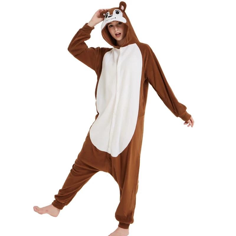 Пижама с белкой на Хэллоуин Kigurumi для женщин ткань флис зимняя комбинезон