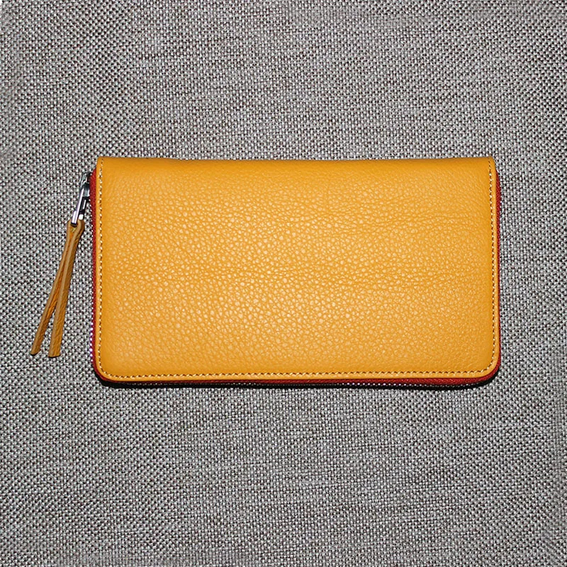 

ACNC LEGEND Head layer cowhide long wallet wallet card hand phone package wallet hand bag yellow red