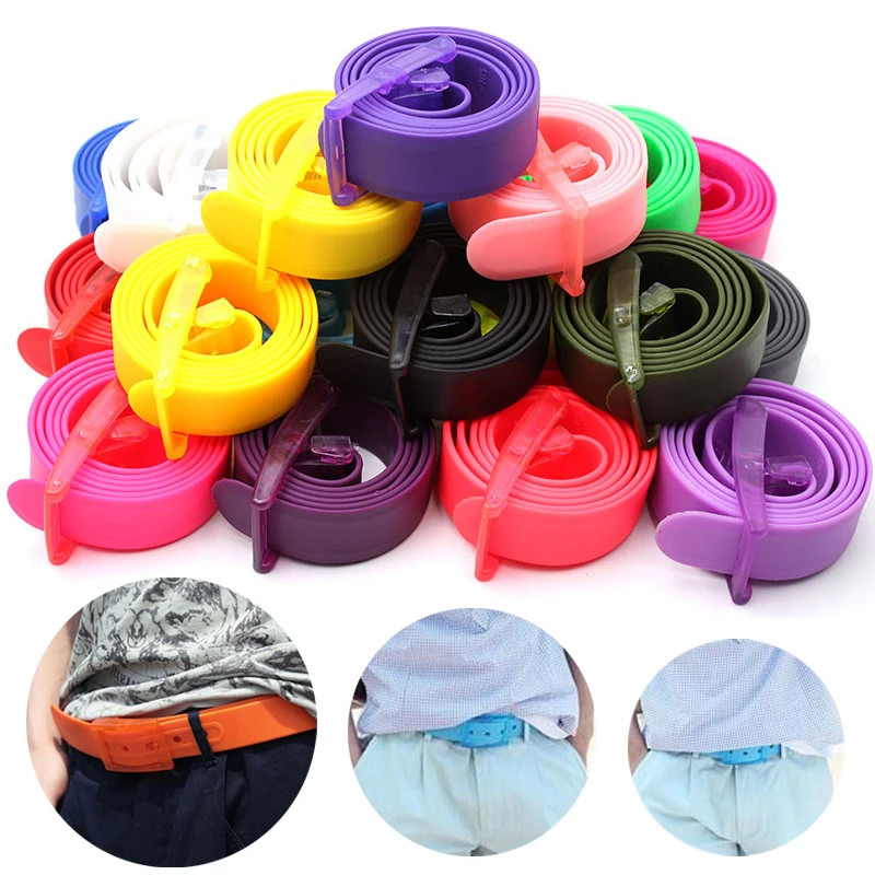 Регулируемый унисекс для женщин и мужчин силиконовый ремень ярких цветов Желейная резиновая пластиковая пряжка ремни студенческие джинсы брюки ремни браслет