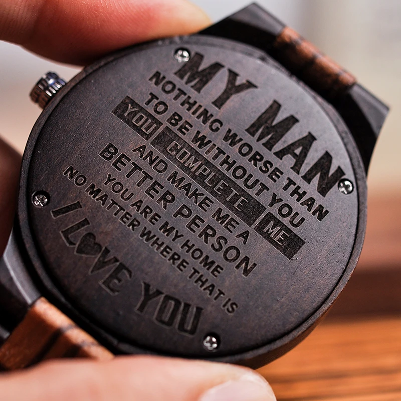 BOBO BIRD Engrave Personal Men Watch Family Birthday Gift for SON DAD Quartz Watches Men's Wristwatch Engraving Logo