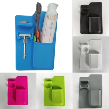 

1Pcs Bathroom Multifunction Silicone Portable Toothpaste Rack Toothbrush Holder Wall Mounted Shaver Shelf Bathroom Organizer