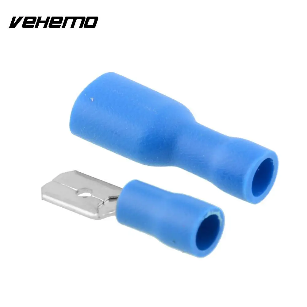 Vehemo 20 шт.(10 пар) синий полностью изолированный провод обжимной терминал 6,3 мм Spade комплект
