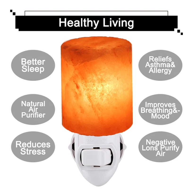 Ceny Lampa z soli himalajskiej obrotowy sól światła oczyszczacz powietrza Cylinder naturalny kształt Rock kinkiet ue US wtyczka lampka nocna do sypialni