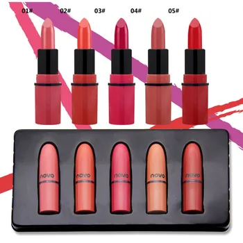 

5pcs Mini Velvet Matte Rouge Lipstick Makeup Long Lasting Kiss-proof Moisturizing Glossy Sexy Color Lips Cosmetic Set