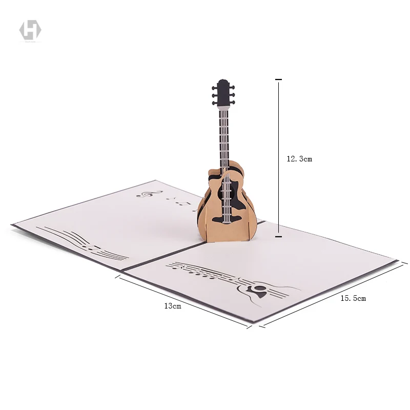 

3D pop up Guitar dies greeting card laser cutting envelope postcard hollow carved handmade kirigami Children Creative gifts