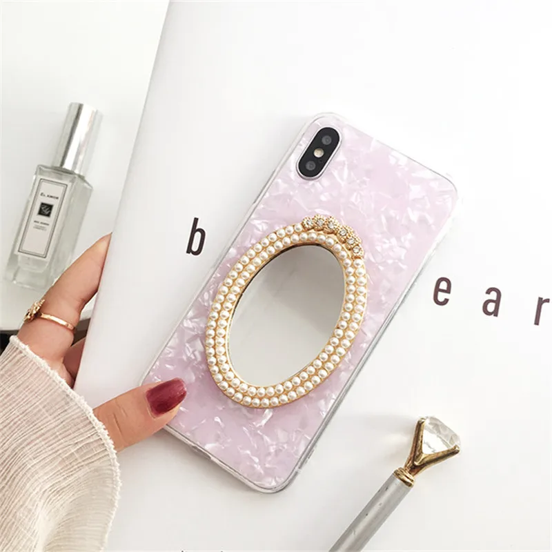 

Pearl Diamond Mirror Crystal Case Cover For iphone 11 Pro XS Max XR X 8 7 6S Plus Samsung Galaxy Note 10 9 8 S10/9/8/7 Edge Plus