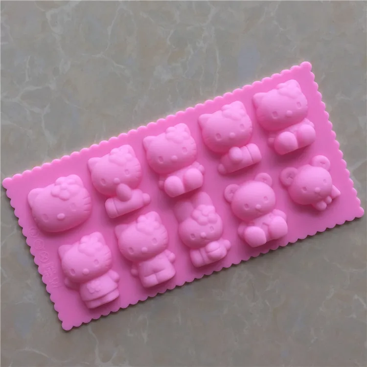 

10 with lace cartoon cat silicone hand soap mold chocolate mold baking tools XG621