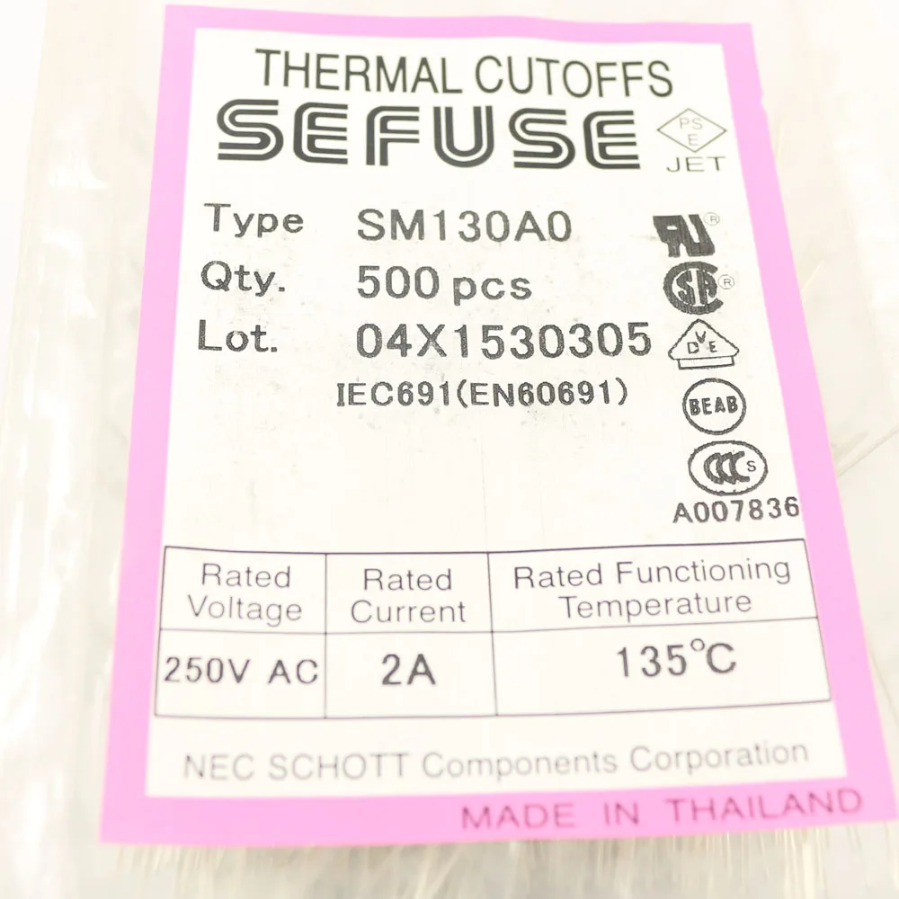 10 шт. в упаковке Термопредохранитель Microtemp 135 градусов TF среза 2A 250V SM130A0|microtemp thermal
