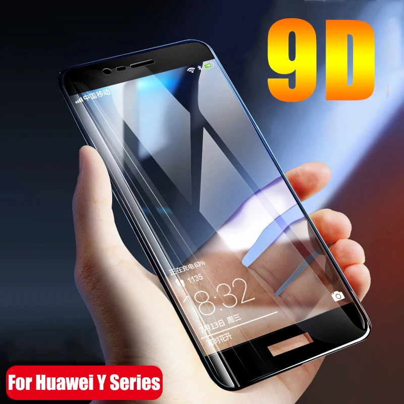 5 шт 9D полное клеевое Защитное стекло для huawei Y7 Y6 Y5 Prime Y9 закаленное стекло на Huawey Enjoy 7s 7 8 Защита экрана