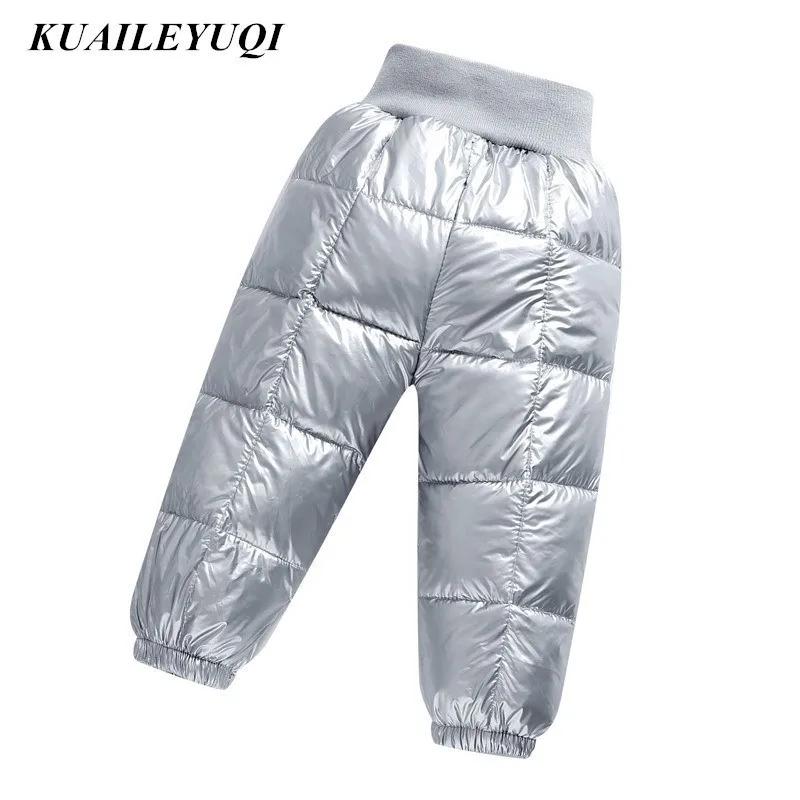

Winter Children Down Cotton Clothing Boys Hot stamping Pants Girls Leggings Warm Trousers Kids Windproof Waterproof Snow Pants