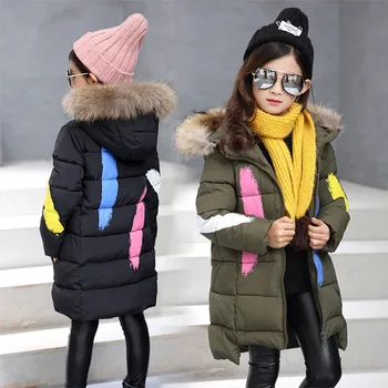 

2019 Brand Girls Winter Warm Print Jacket Kid Hooded Coat Girls Winter Thick Coat Kid School Keep Warm Christmas Outerwear