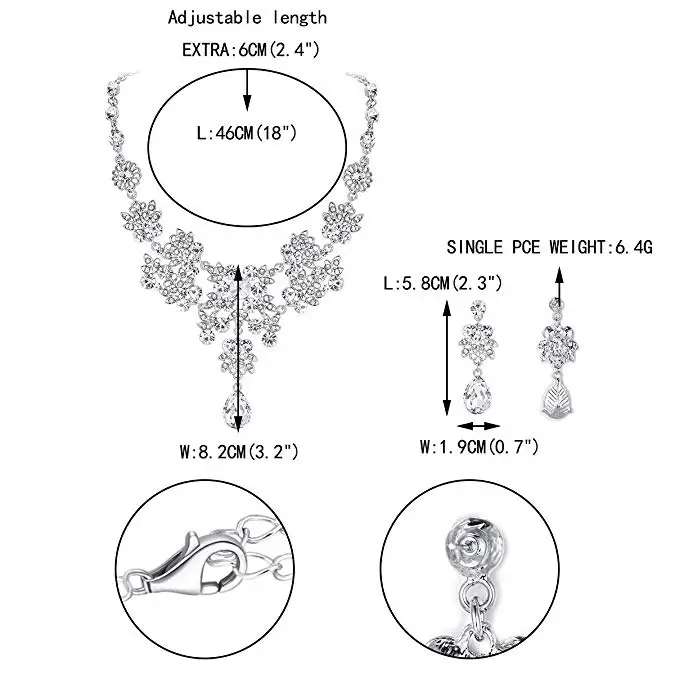 Rhinestone Jewelry Sets Necklace Pendant Tiaras Earrings For Women Pageant Wedding Crowns Bridal Hair Accessories (7)