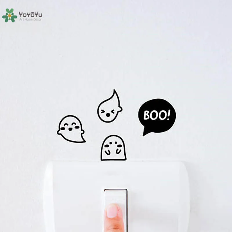 

YOYOYU Vinyl Wall Decal Cute Ghost "Boo" Small Objects Switch Door Interior Art Cartoon Decoration wall Stickers FD449