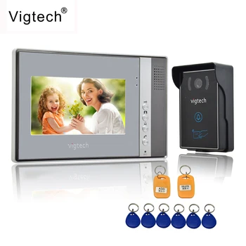 

Vigtech Home 7`` LCD Video Door Phone intercom System Kit 700TVL RFID Waterproof IR Night vision Camera free shipping