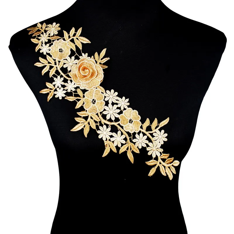 

Embroidery Lace Neckline Applique Fabric Sewing Craft Trim DIY White Lace Floral Collar Fabric Scrapbooking 4 Colors NL314